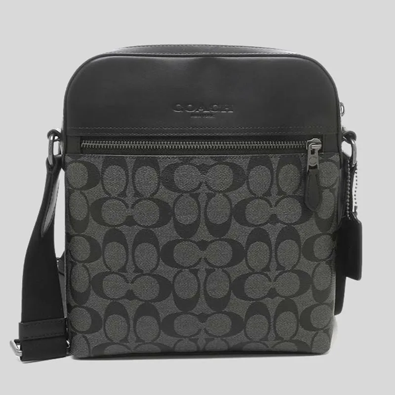 Coach Crossbody Bag COACH Houston Flight Bag In Signature Canvas 4010 Charcoal Black
