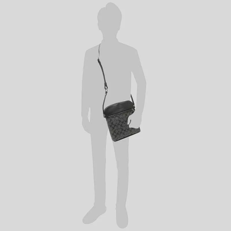 Coach Crossbody Bag COACH Houston Flight Bag In Signature Canvas 4010 Charcoal Black