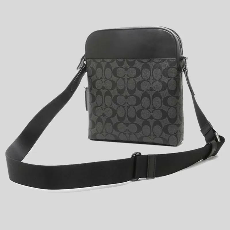 Coach Crossbody Bag COACH Houston Flight Bag In Signature Canvas 4010 Charcoal Black