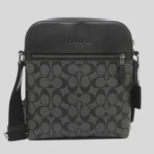 Coach Crossbody Bag COACH Houston Flight Bag In Signature Canvas 4010 Charcoal Black