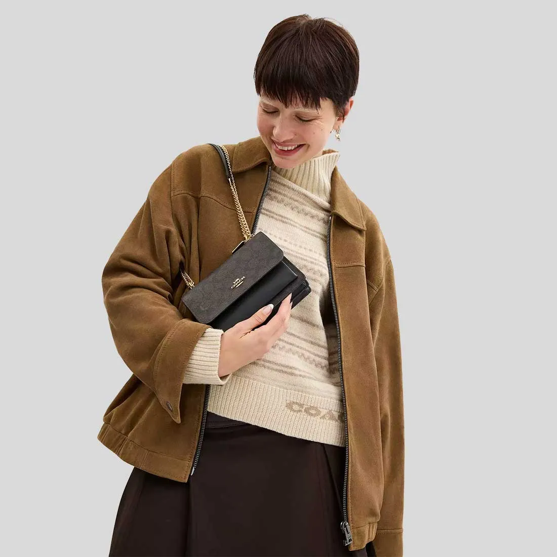 Coach Crossbody Bag COACH Mini Klare Crossbody Bag In Signature Canvas Walnut/Black CW206
