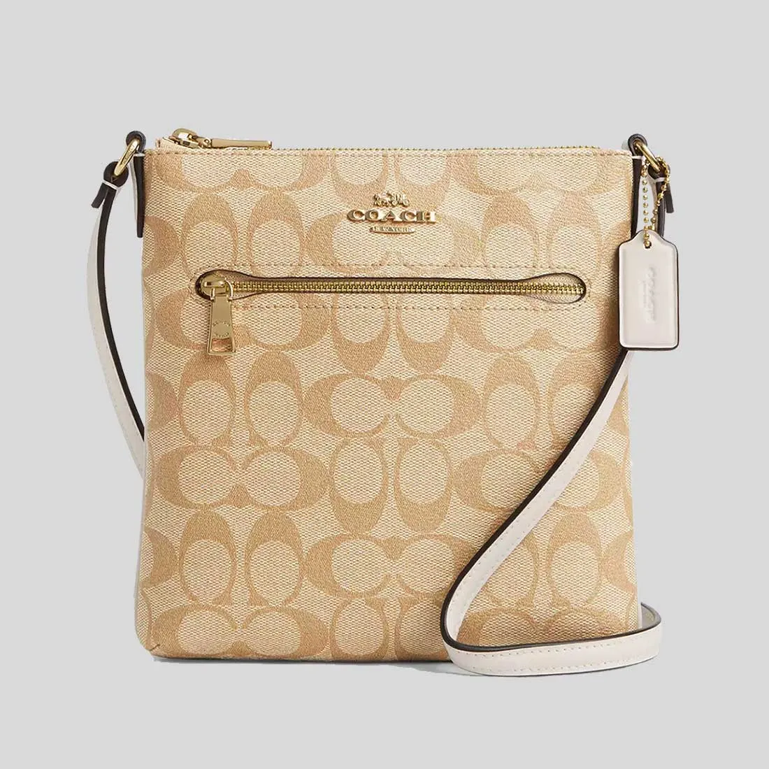 Coach Crossbody Bag COACH Mini Rowan File Bag In Signature Canvas Light Khaki/Chalk CS182