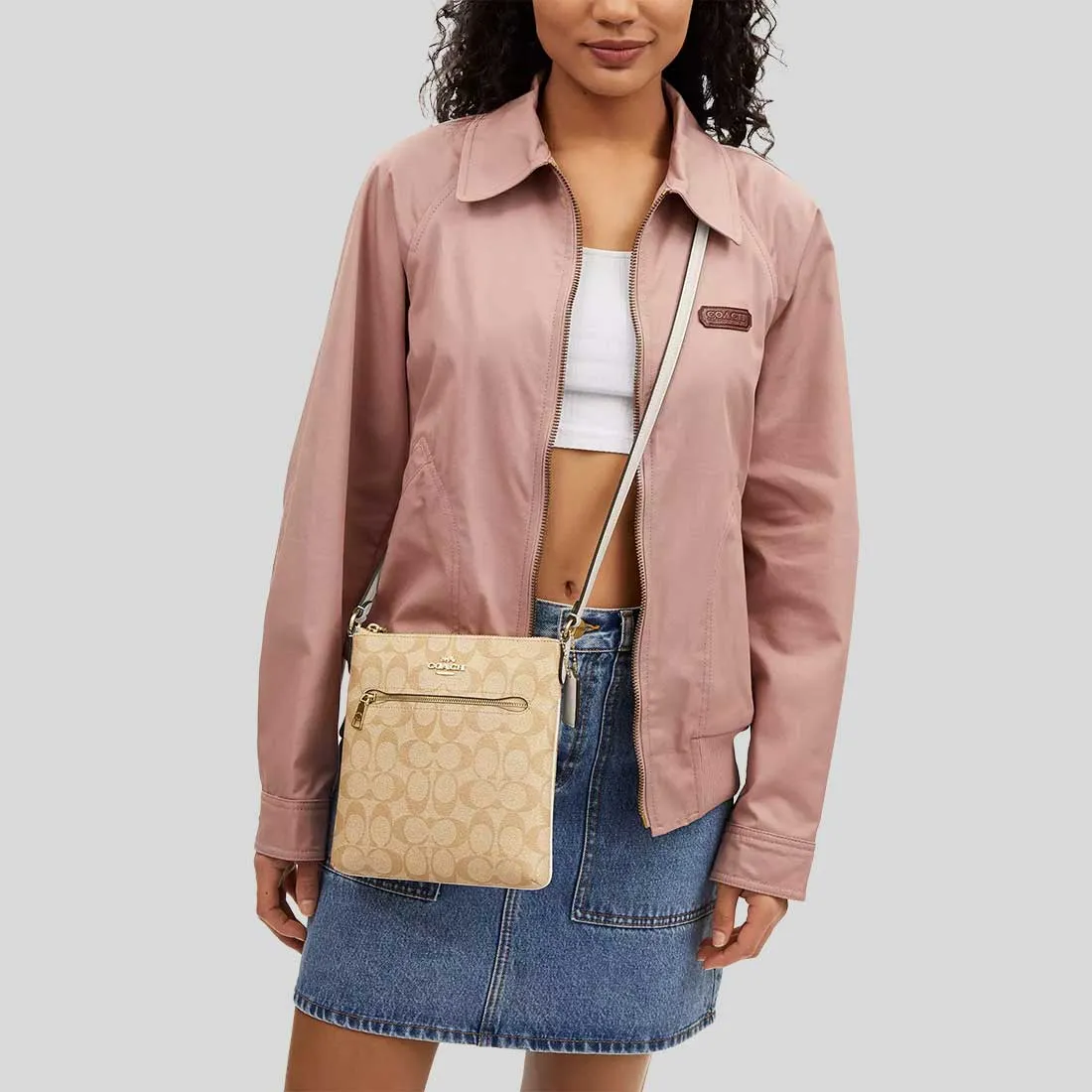 Coach Crossbody Bag COACH Mini Rowan File Bag In Signature Canvas Light Khaki/Chalk CS182