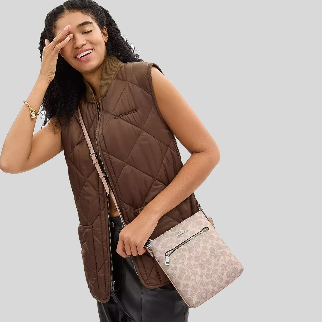 Coach Crossbody Bag COACH Mini Rowan File Bag In Signature Canvas Sand/Taupe CW325