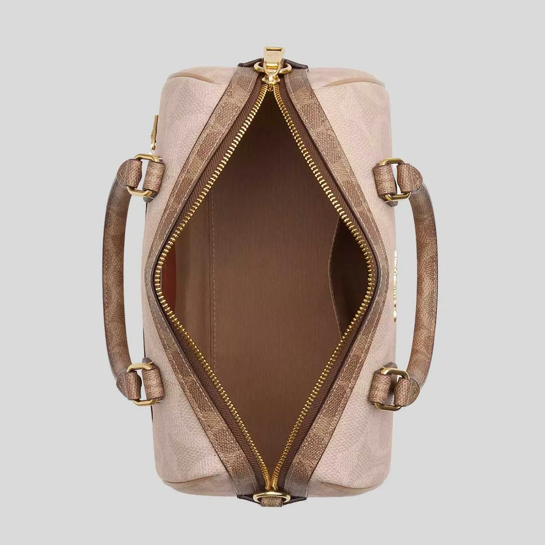 Coach Crossbody Bag COACH Rowan Satchel Bag In Blocked Signature Canvas Sand/Tan CY679