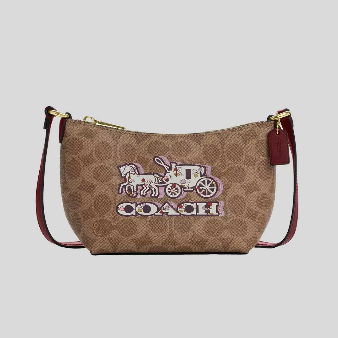 Coach Crossbody Bag COACH Zip Top Crossbody Bag In Signature Canvas With Horse And Carriage Print CX606