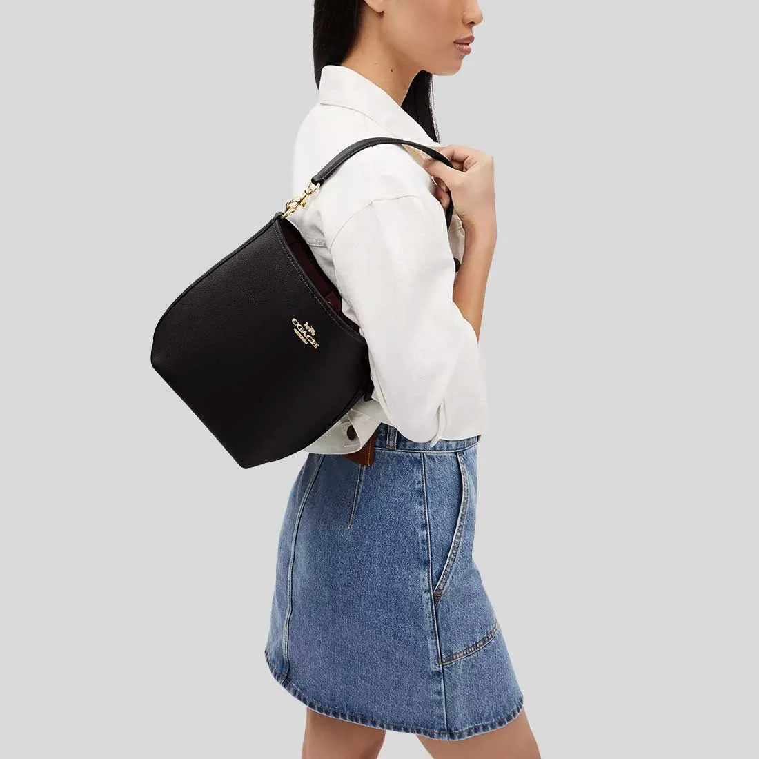 coach Handbags COACH City Bucket Bag In Pebble Leather Black CT801