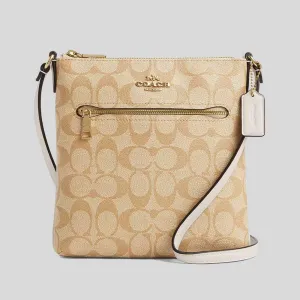 coach Handbags COACH Mini Rowan File Bag In Signature Canvas Light Khaki/Chalk CS182