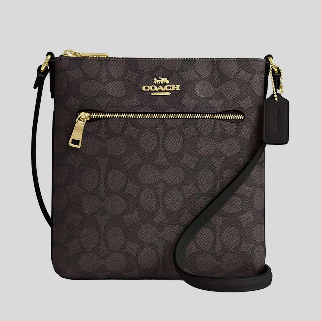 coach Handbags COACH Mini Rowan File Bag In Signature Canvas Walnut/Black CW325