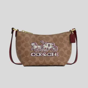coach Handbags COACH Zip Top Crossbody Bag In Signature Canvas With Horse And Carriage Print CX606