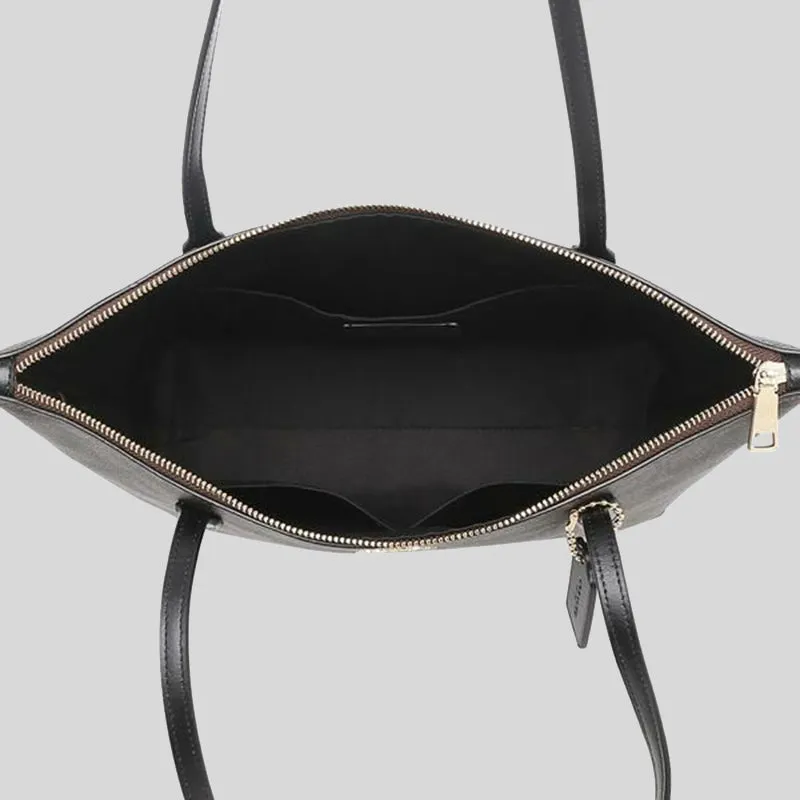 coach Handbags COACH Zip Top Tote In Signature Canvas Brown Black 4455