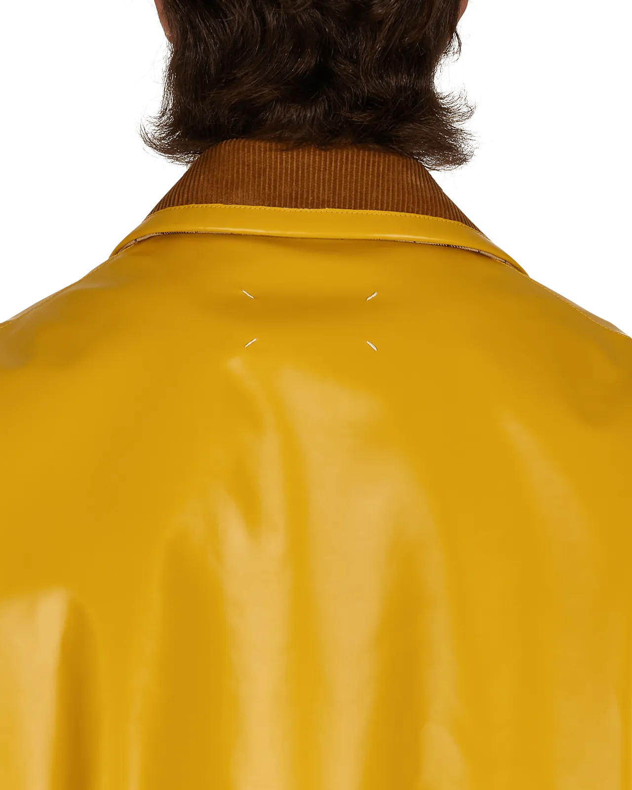 Coated Cotton Double Breasted Raincoat Yellow