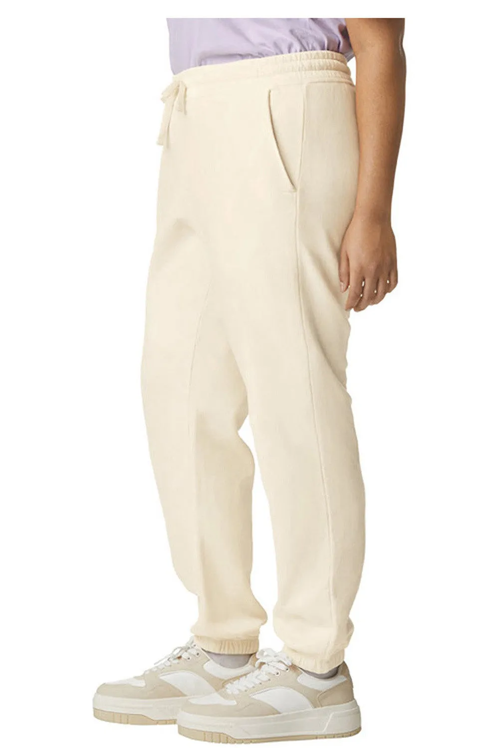 Comfort Colors Mens Garment Dyed Fleece Sweatpants w/ Pockets - Ivory