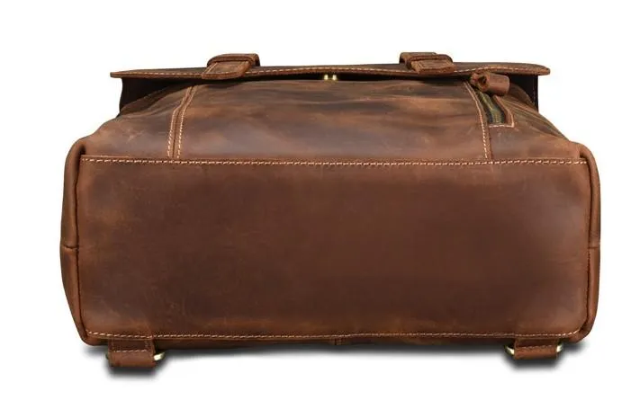 Cool Brown Leather Mens Backpack School Backpack Satchel Backpack for Men