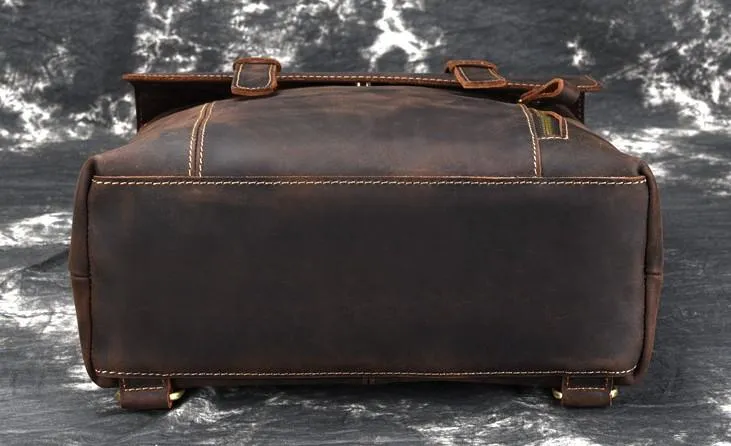 Cool Brown Leather Mens Backpack School Backpack Satchel Backpack for Men