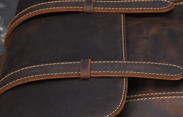 Cool Brown Leather Mens Backpack School Backpack Satchel Backpack for Men