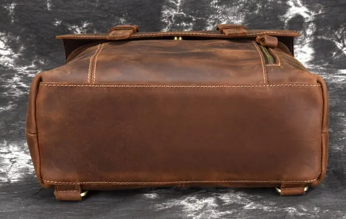 Cool Brown Leather Mens Backpack School Backpack Satchel Backpack for Men