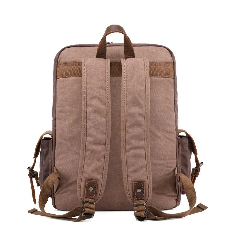Cool Leather Mens 14 inches Brown Backpack Large Cool Vintage Large Travel Backpack for Men