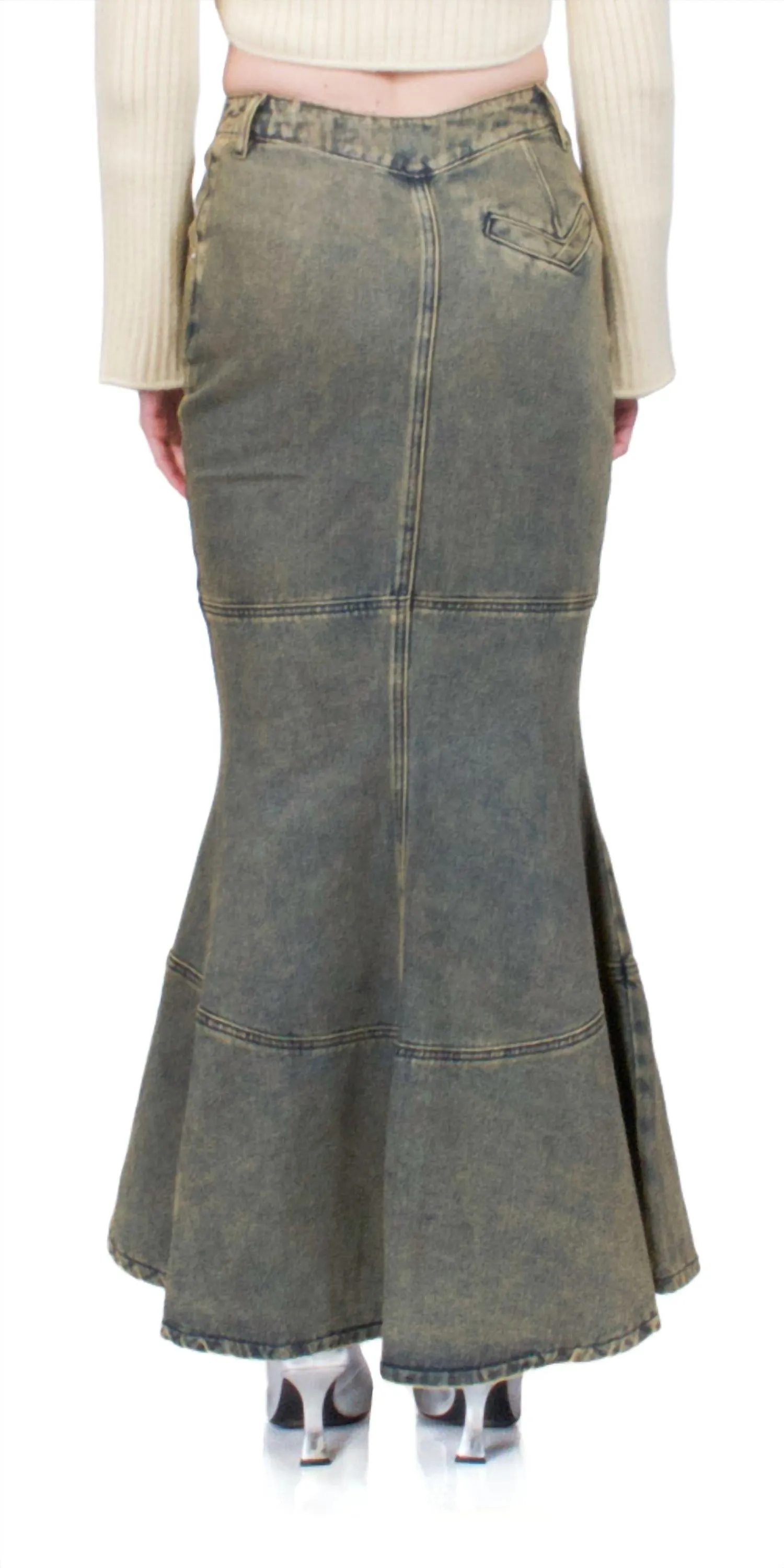 Courtyard Tulip Skirt In Clay (Sandblast Fade Denim Wash)
