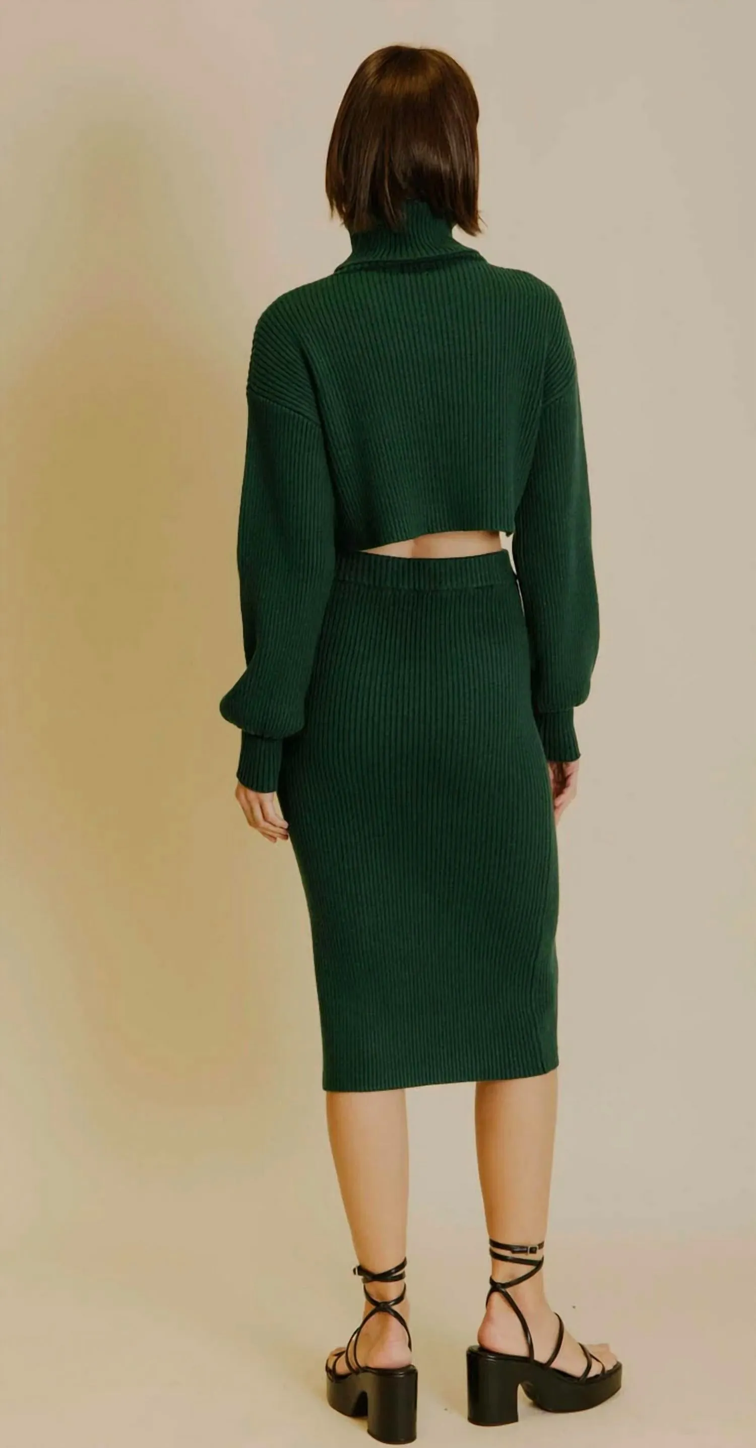 Cropped Turtleneck Sweater In Hunter