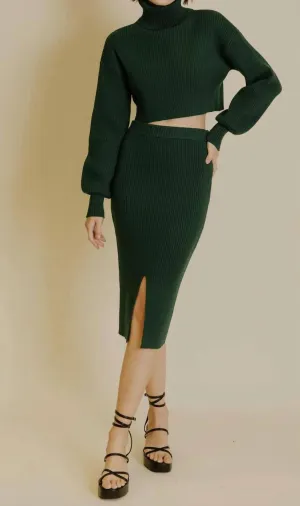 Cropped Turtleneck Sweater In Hunter