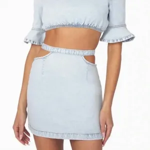 Cut Out Comfort Mini Skirt In Blue
