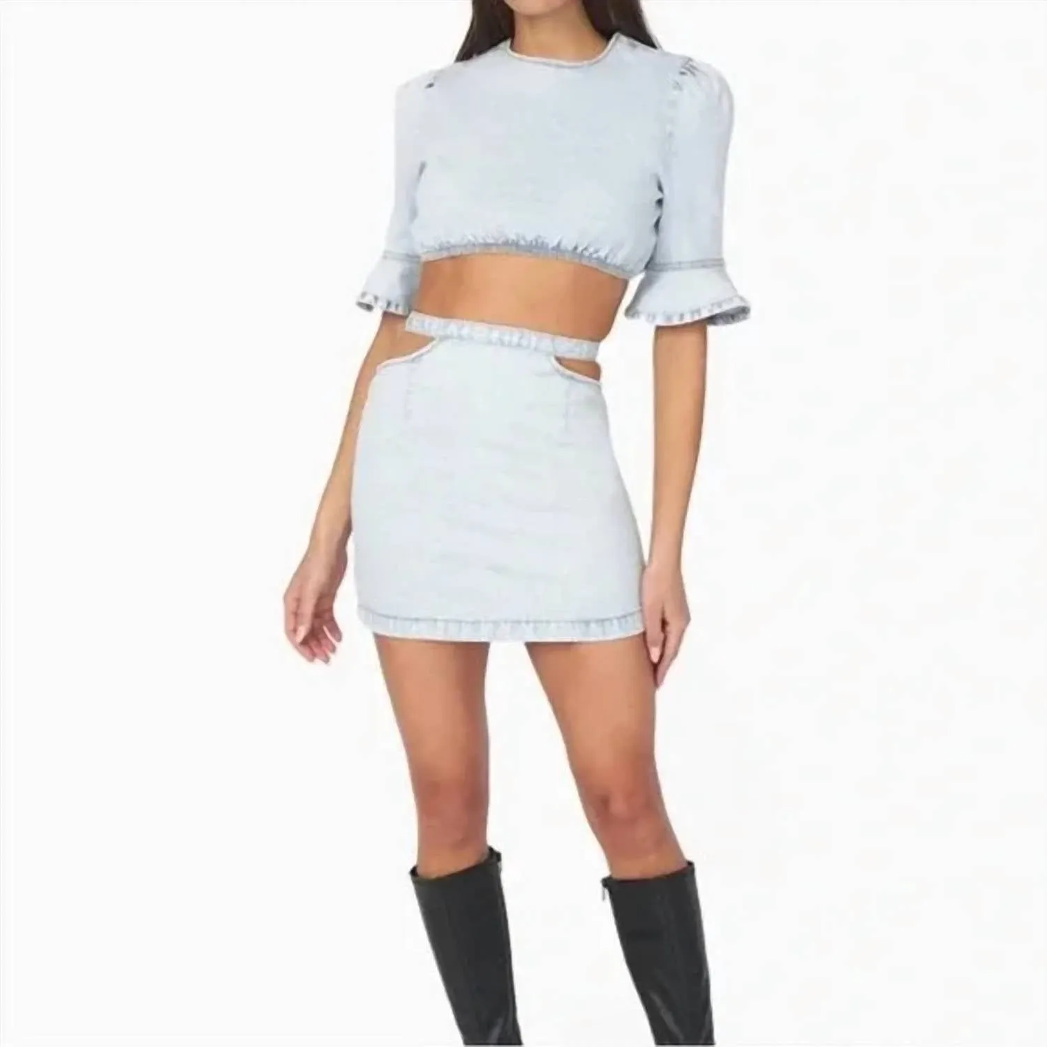 Cut Out Comfort Mini Skirt In Blue