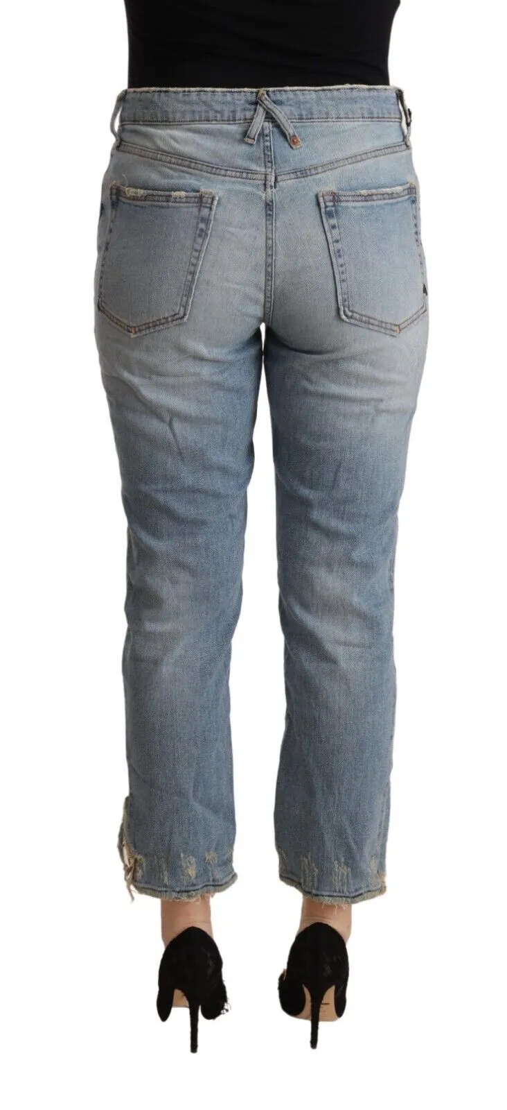 CYCLE  Distressed Mid Waist Cropped  Women's Jeans