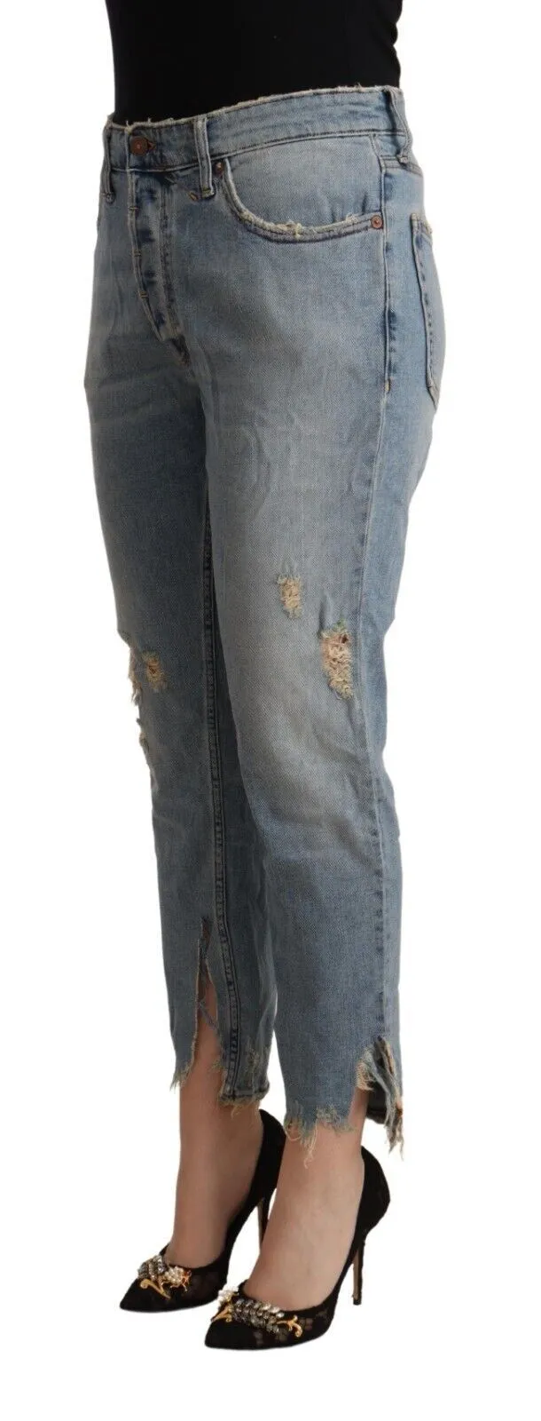 CYCLE  Distressed Mid Waist Cropped  Women's Jeans
