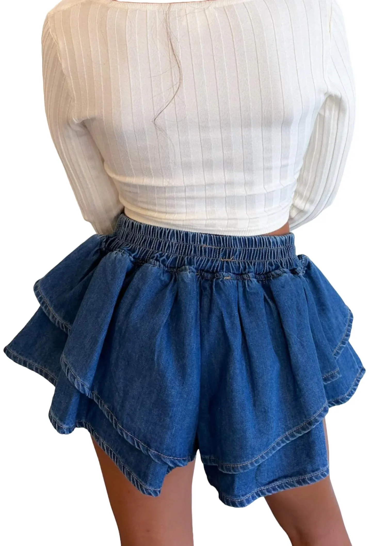 Dazzling Denim Shorts In Blue