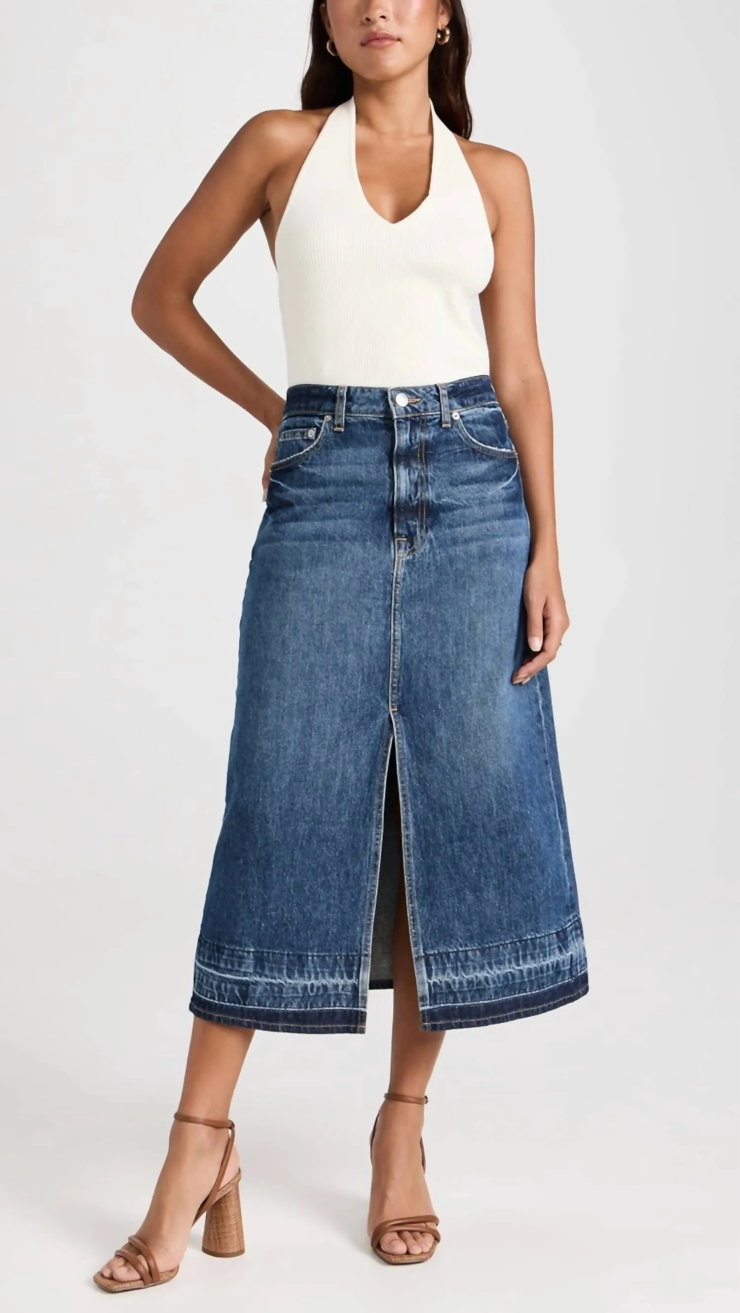 Della Release Hem Midi Skirt In Coronado