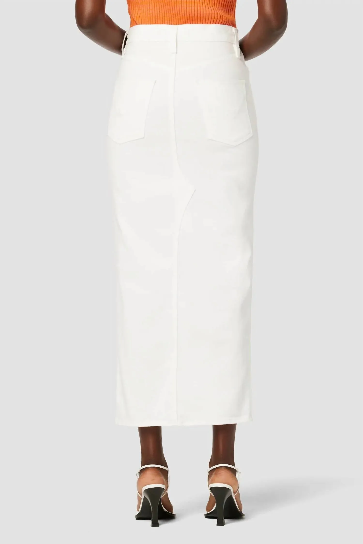 Denim Long Skirt In White