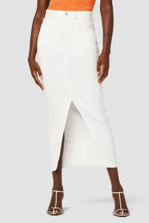 Denim Long Skirt In White