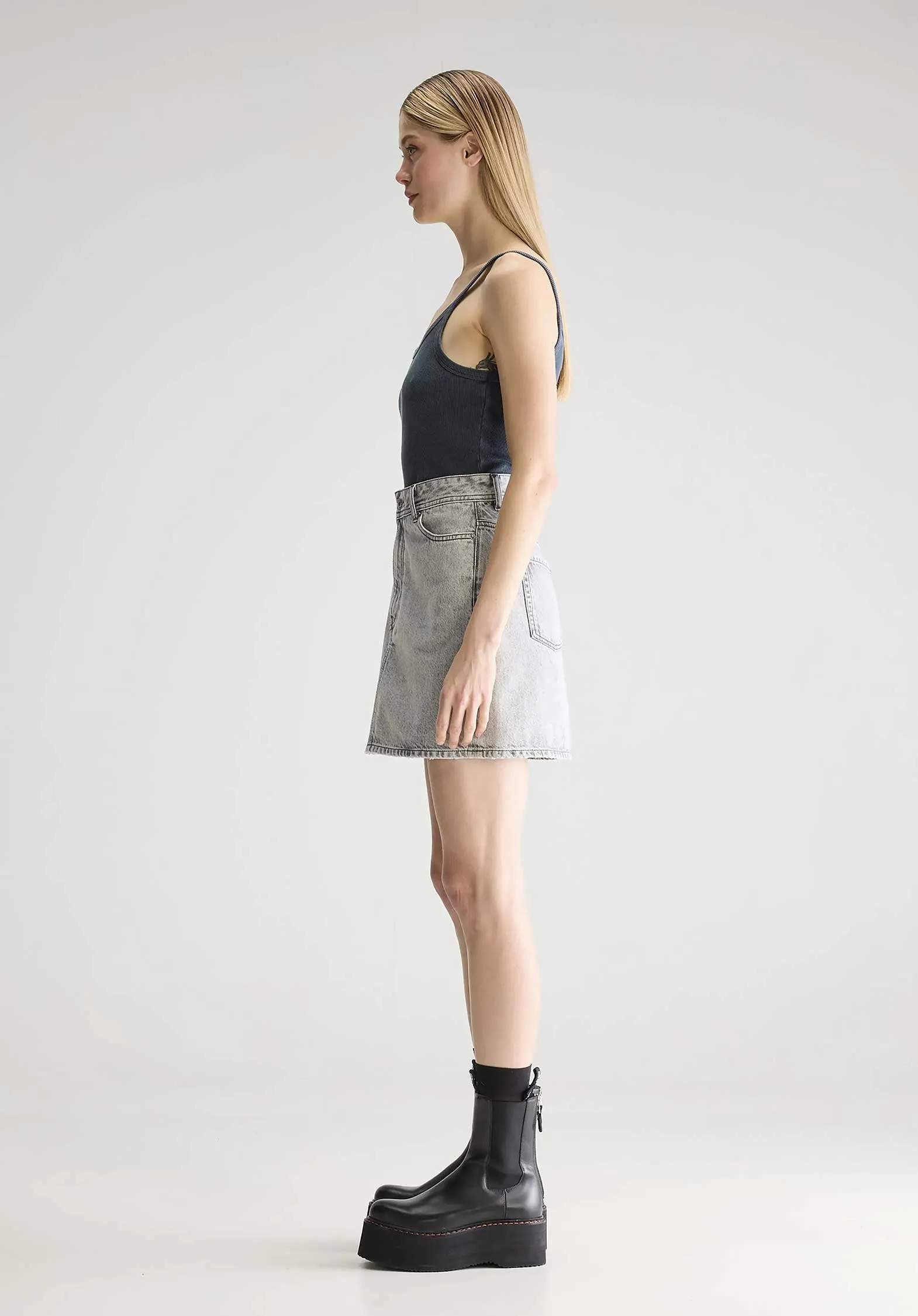 Denim Skirt Bw251263 Pipa51 D0521 Used-Grey