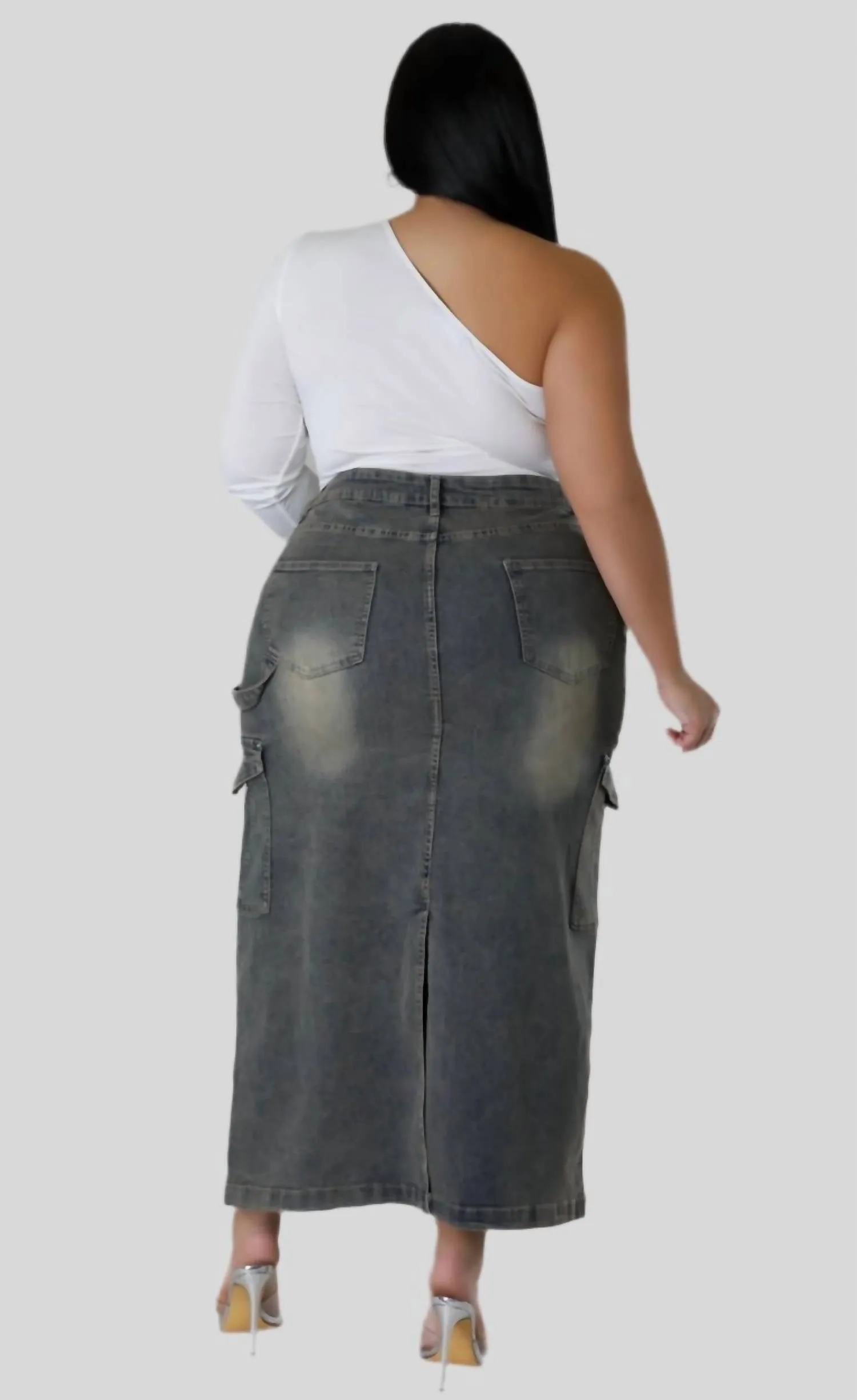 Denim Skirt - Plus In Dark Gray