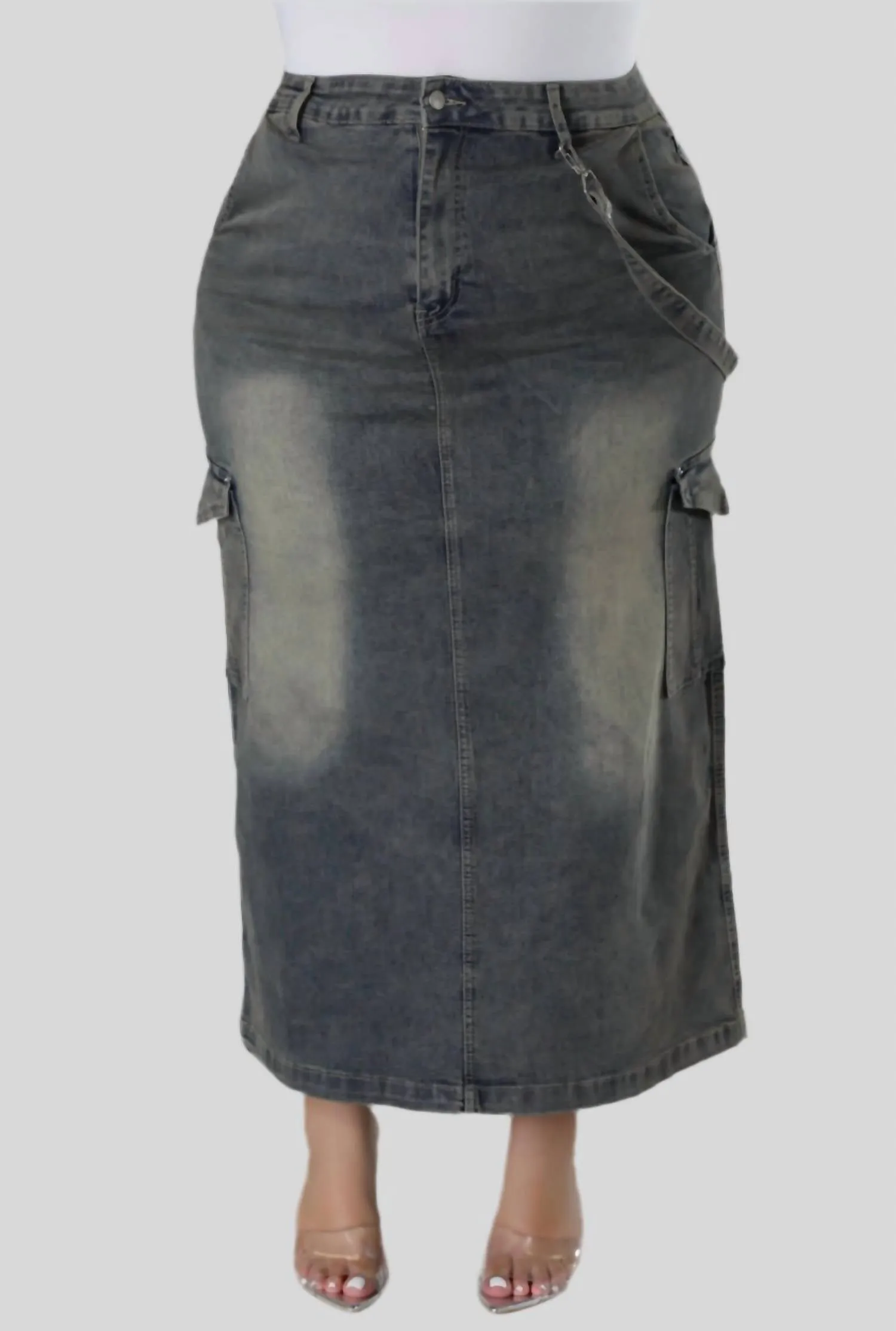 Denim Skirt - Plus In Dark Gray