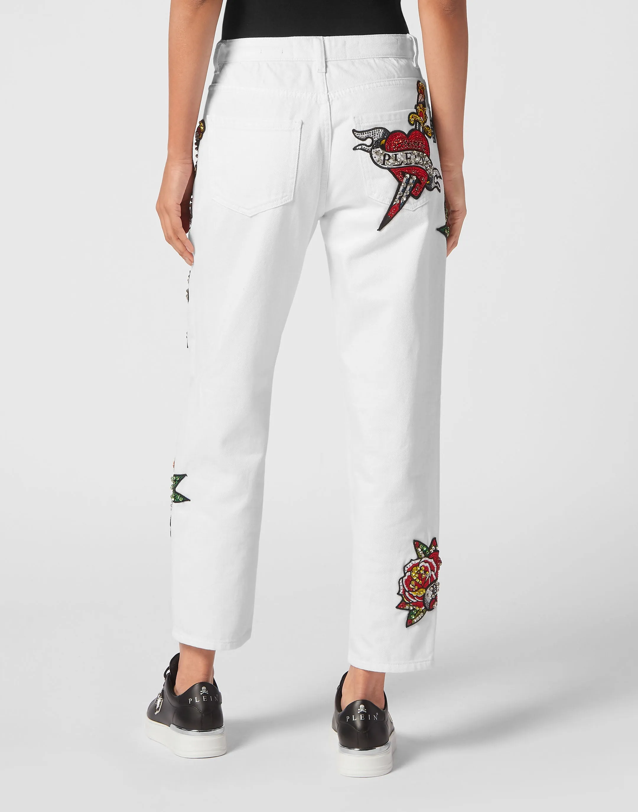DENIM TROUSERS MOM FIT LOVE CRYSTALS