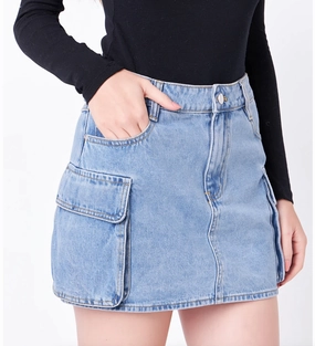 Denim Cargo Skirt