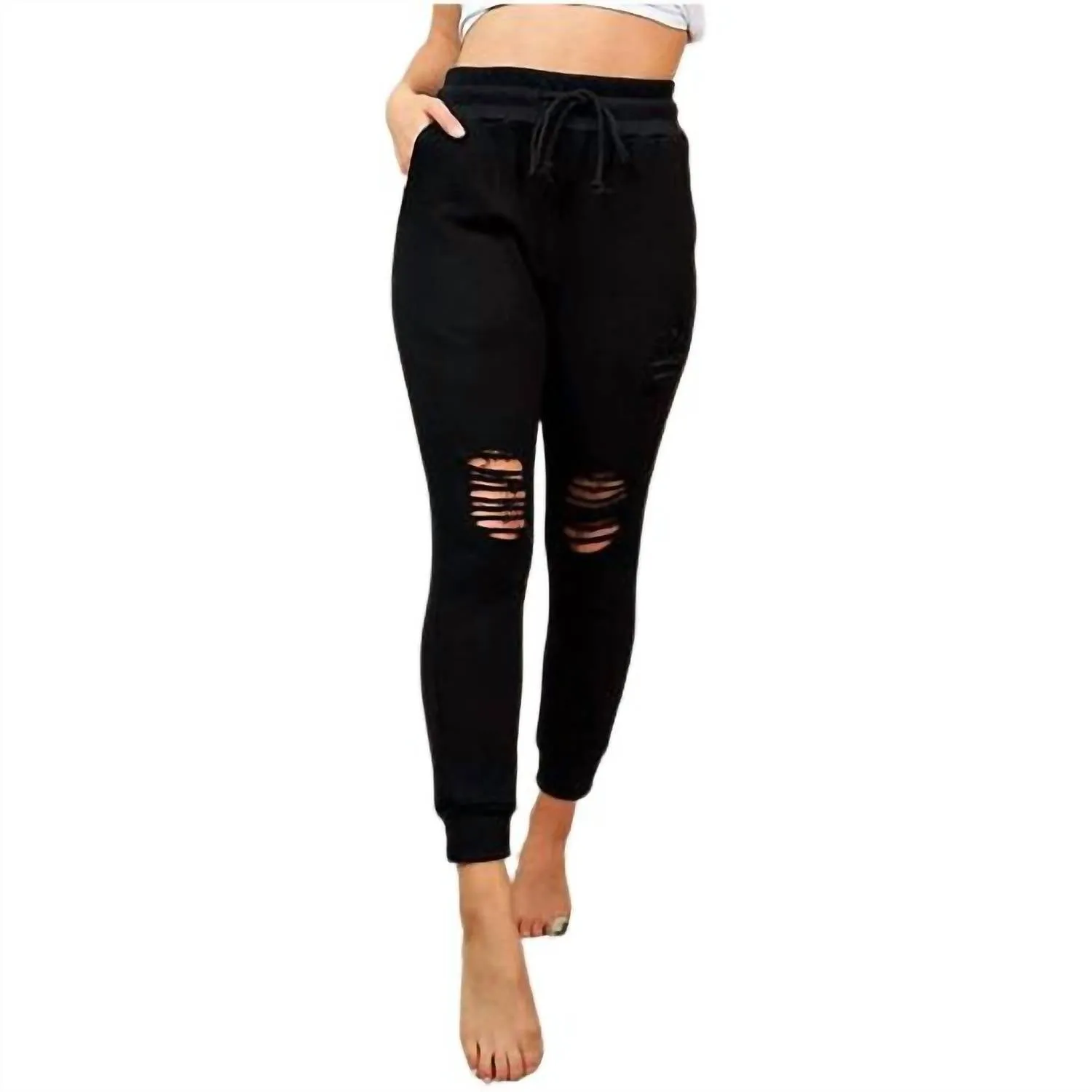 Distressed Pant In Black