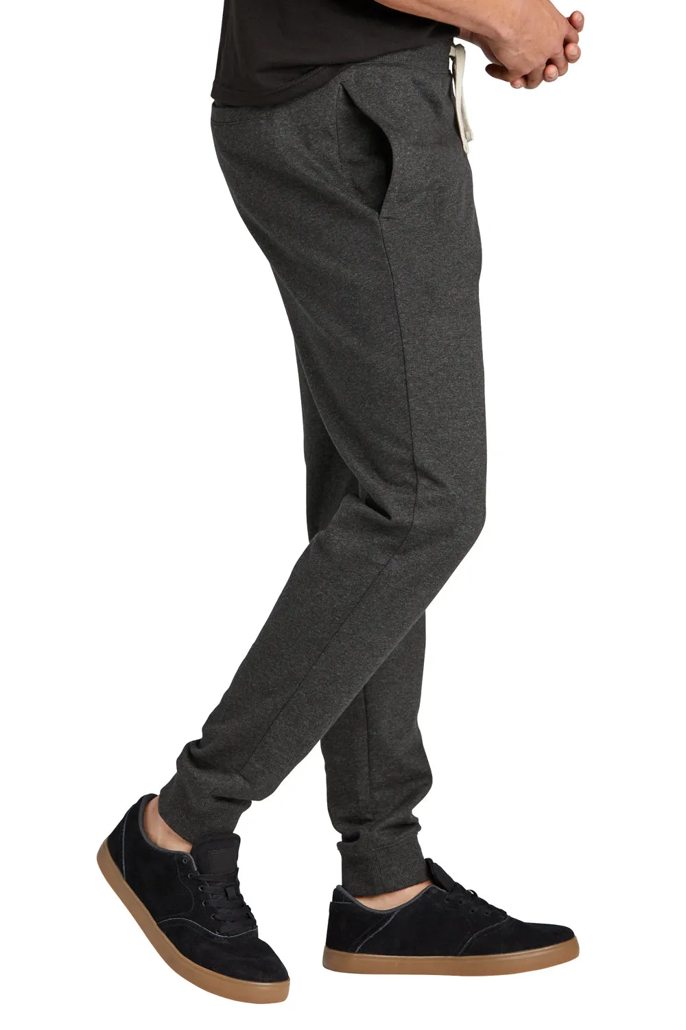 District Mens Re-Fleece Jogger Sweatpants w/ Pockets - Heather Charcoal Grey