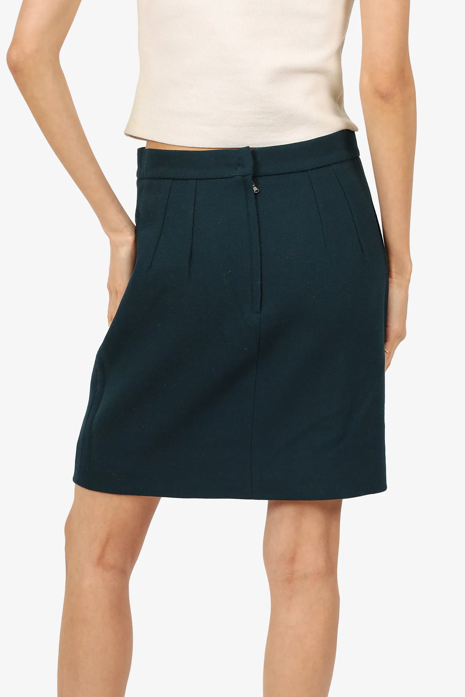 Dolce & Gabbana Green Wool High Waisted Mini Skirt Size 42