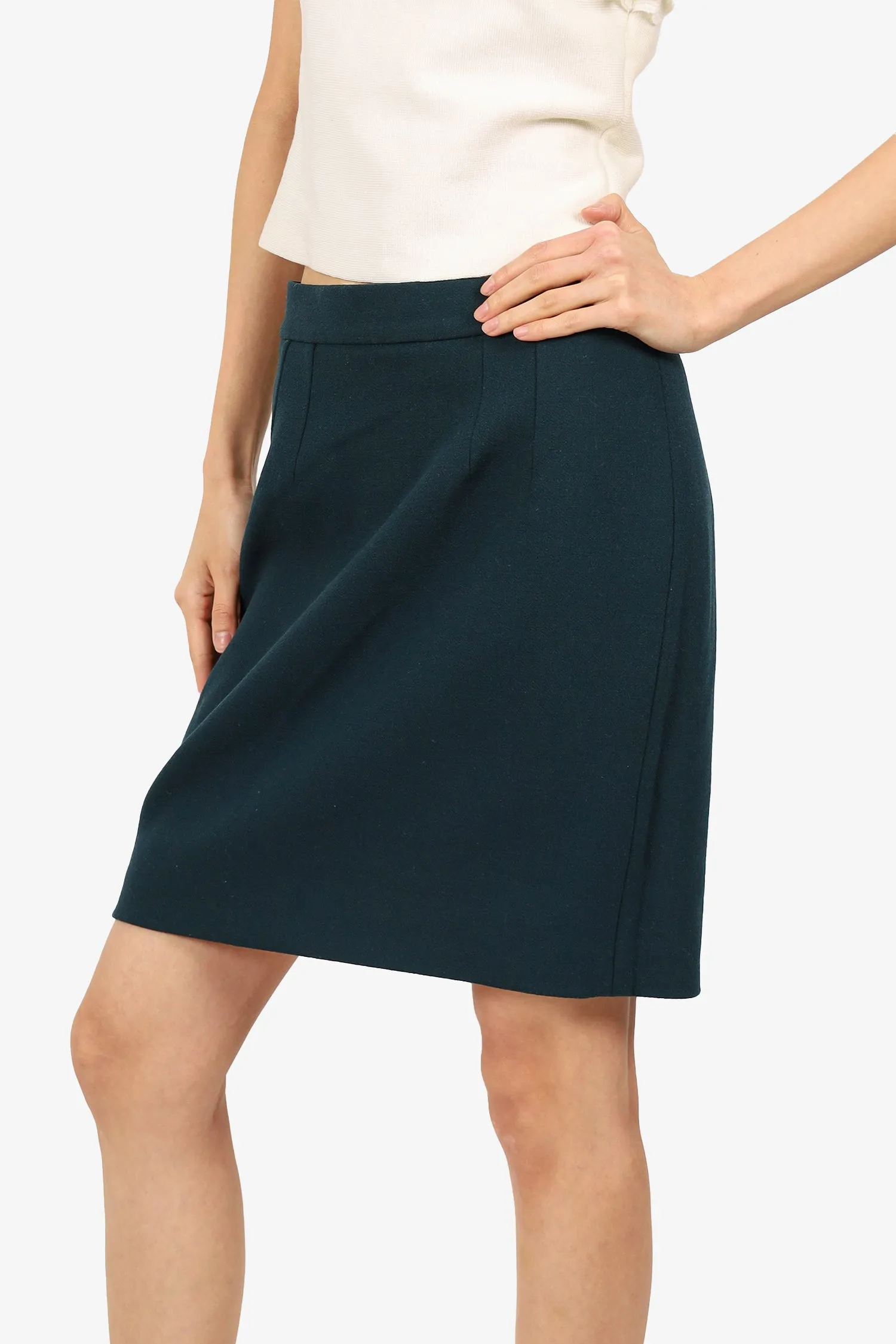 Dolce & Gabbana Green Wool High Waisted Mini Skirt Size 42