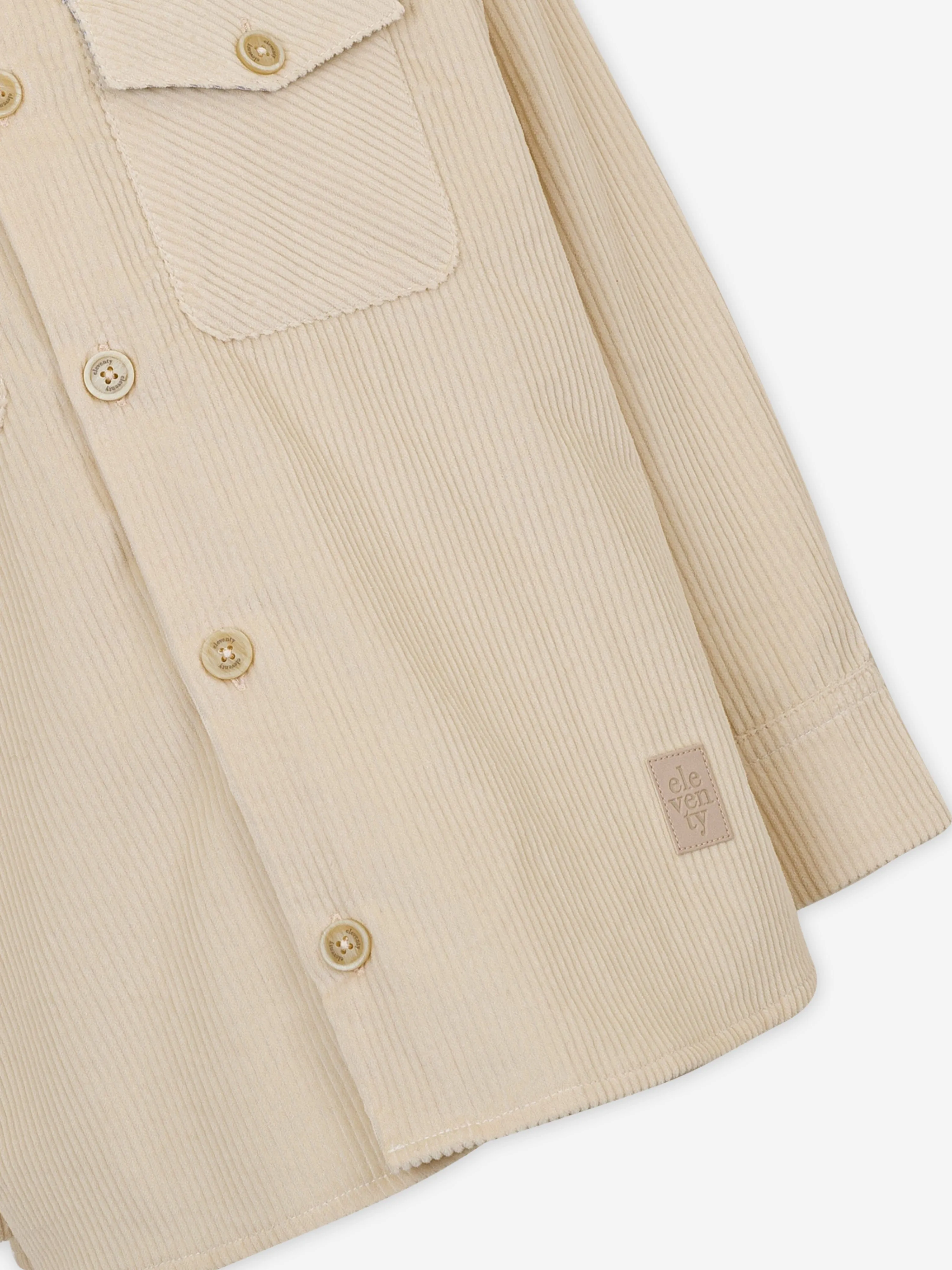 Eleventy Boys Branded Overshirt in Beige