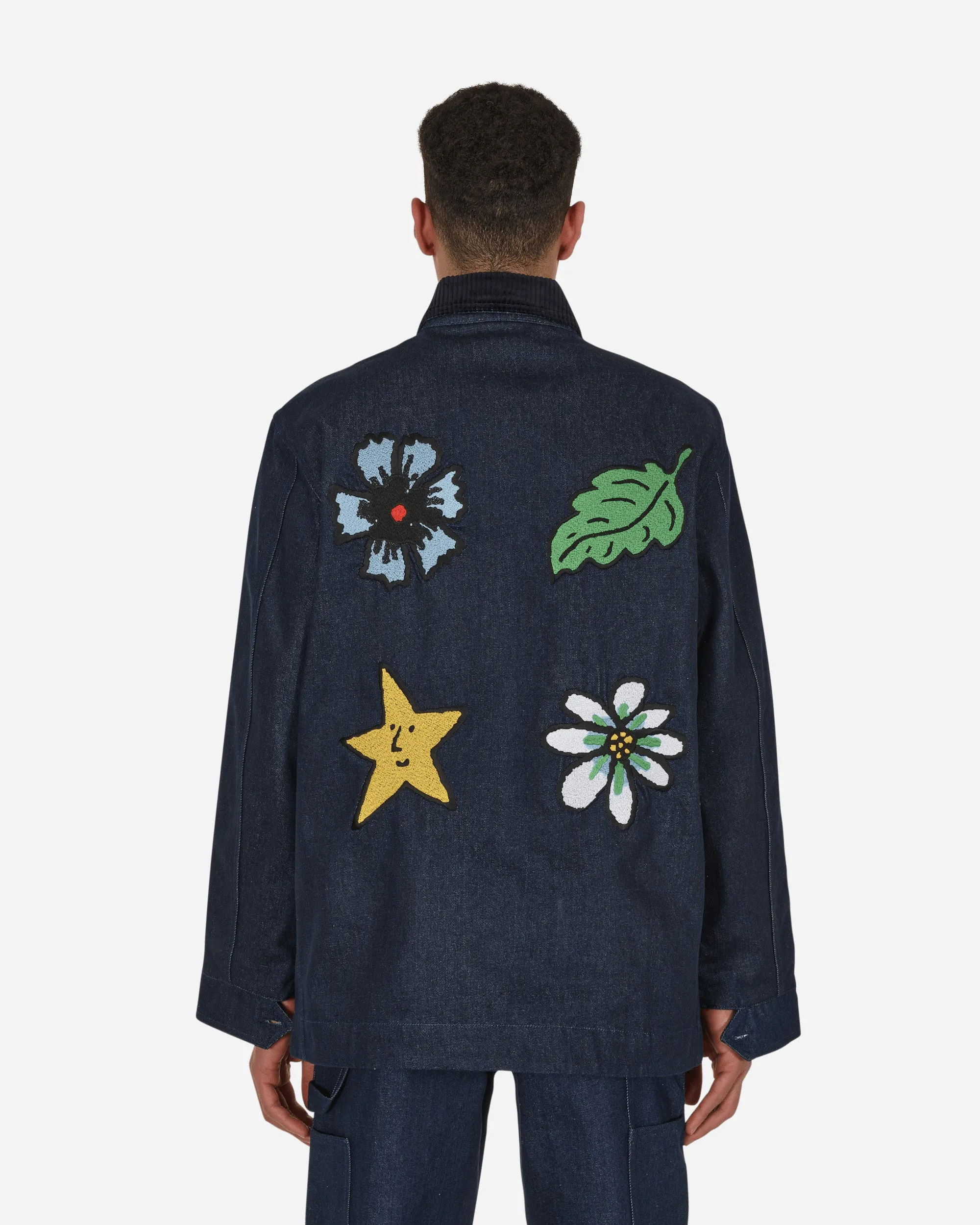 Embroidered Denim Chore Coat Blue