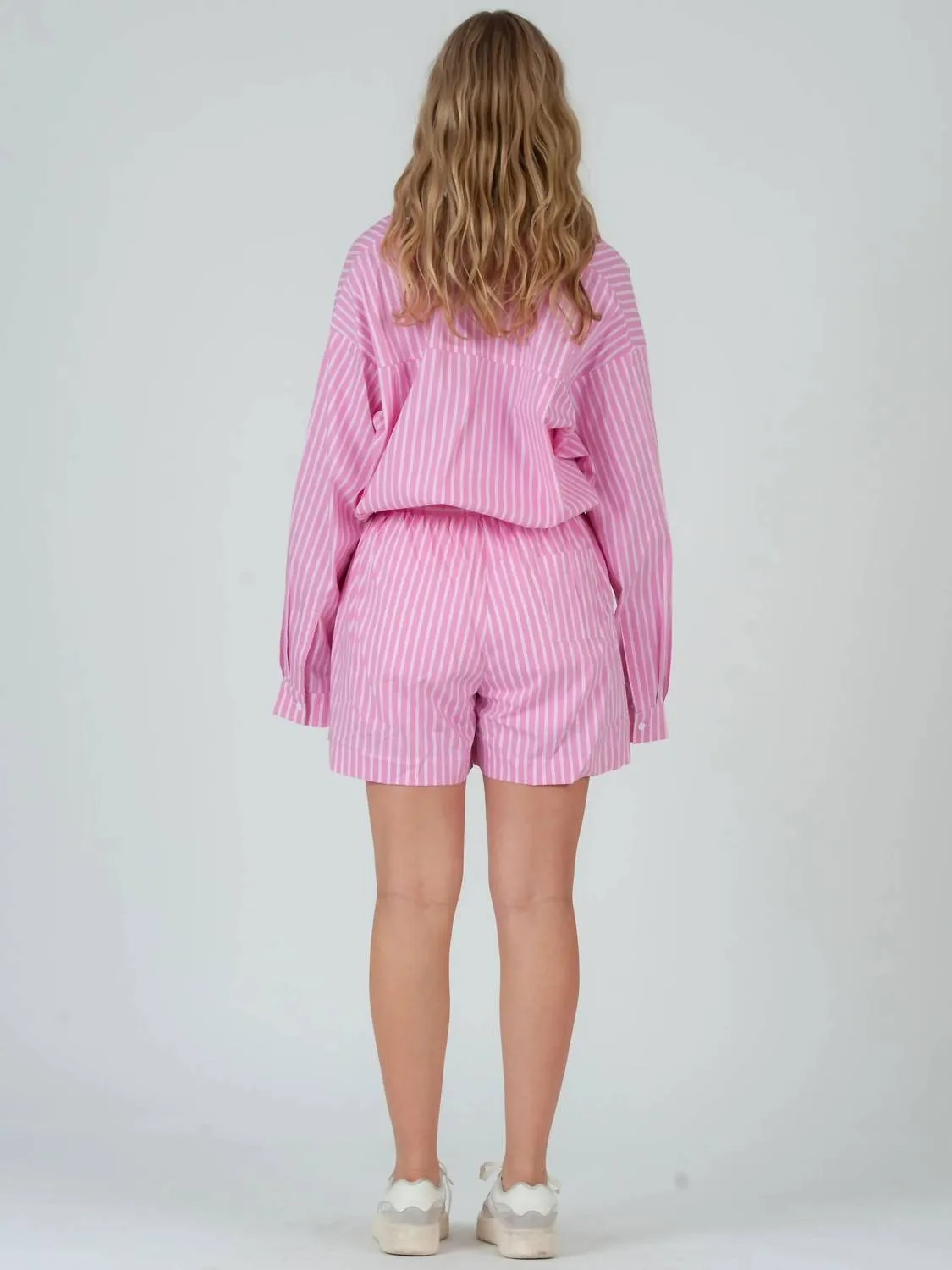Evie Striped Pull-On Shorts In Pink