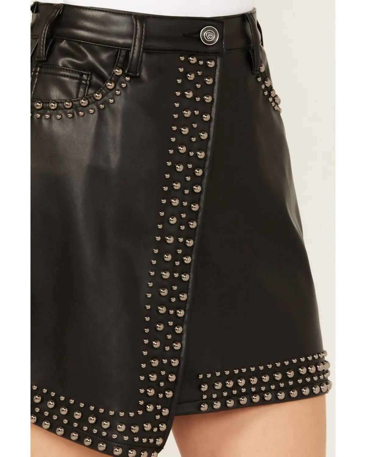 Faux Leather Studded Mini Skirt In Black