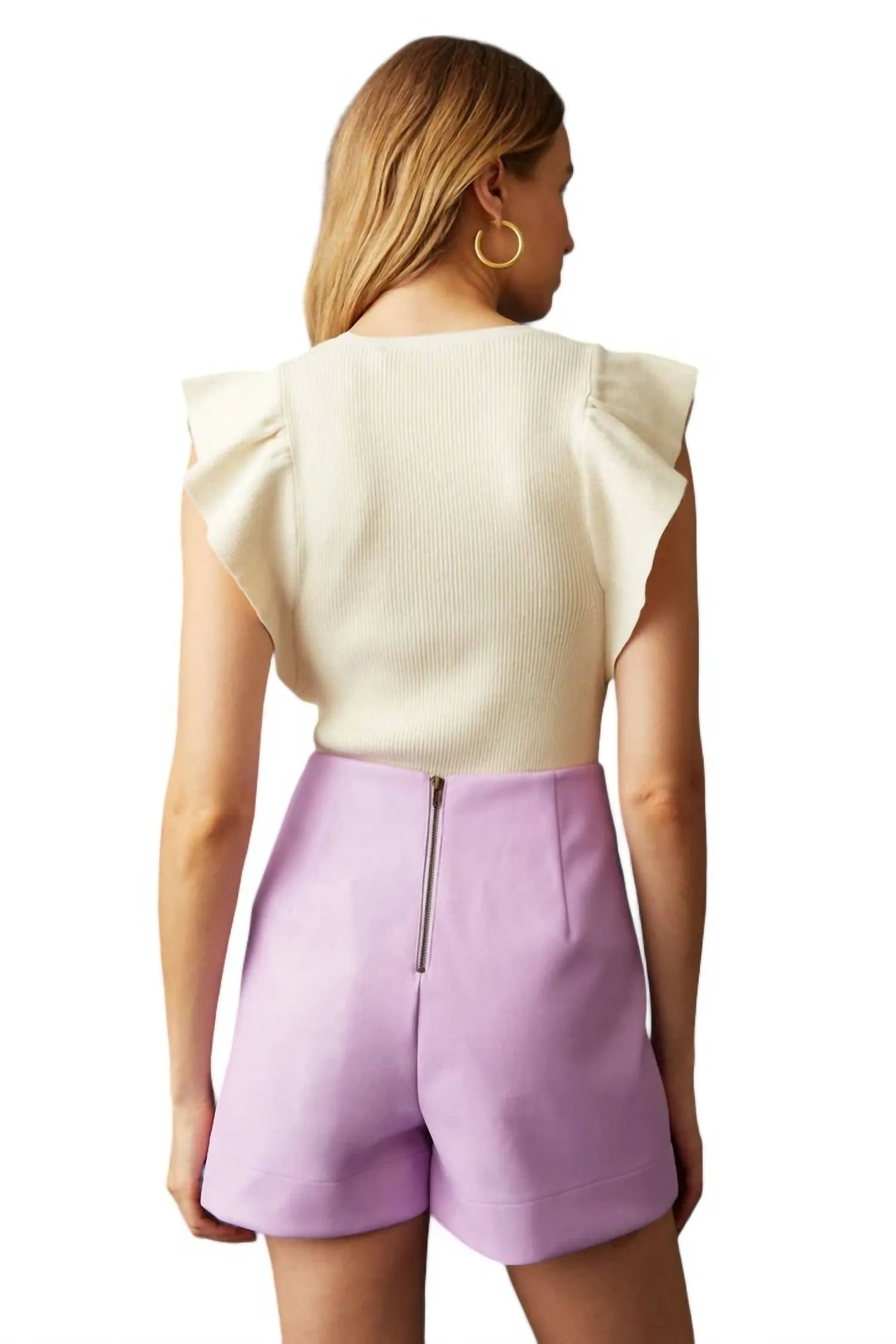 Fay Vegan Faux Leather Shorts In Lilac