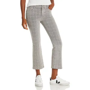 FRAME Womens Plaid Bootcut Cropped Jeans