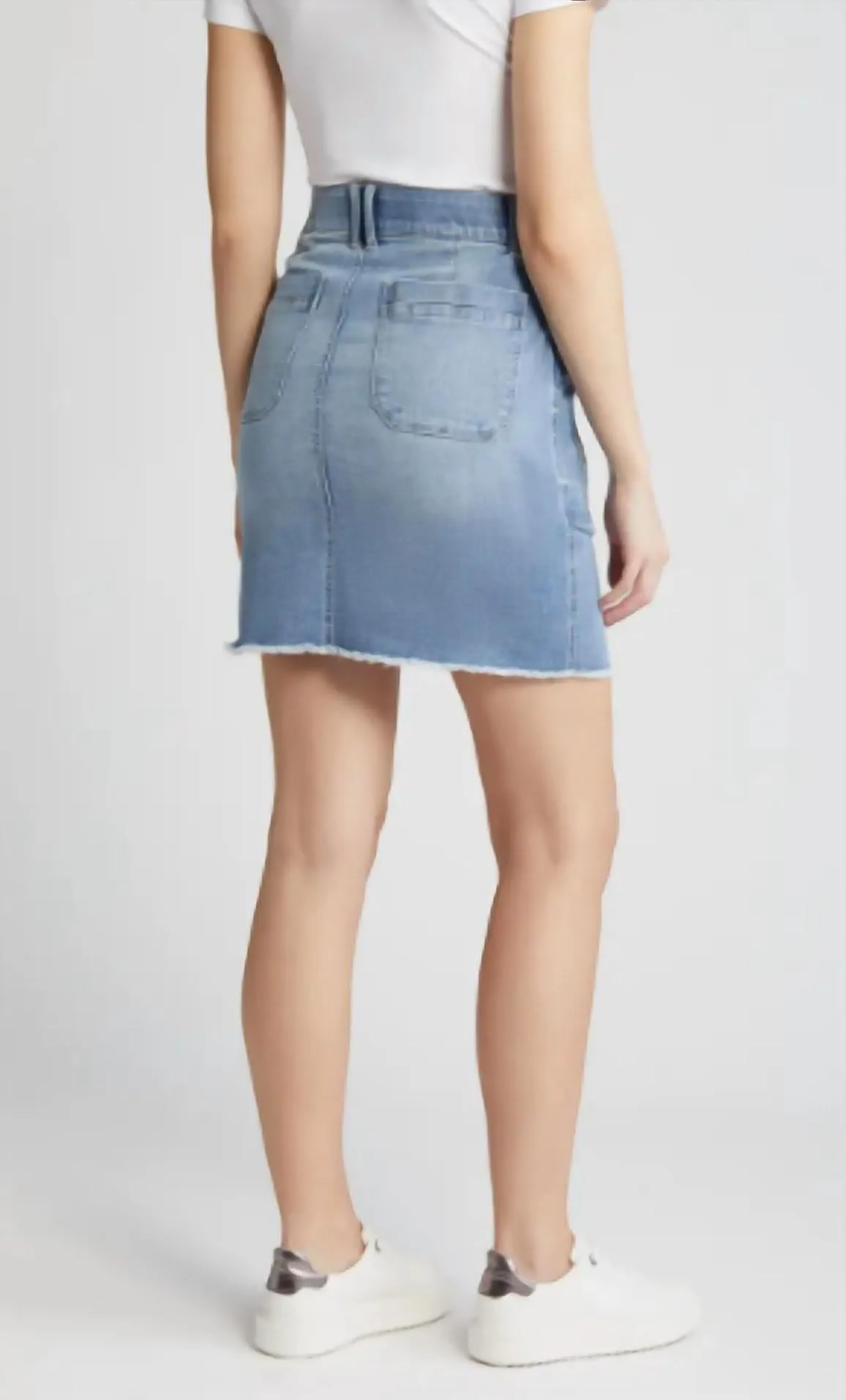 Fray Hem Denim Skirt In Blue