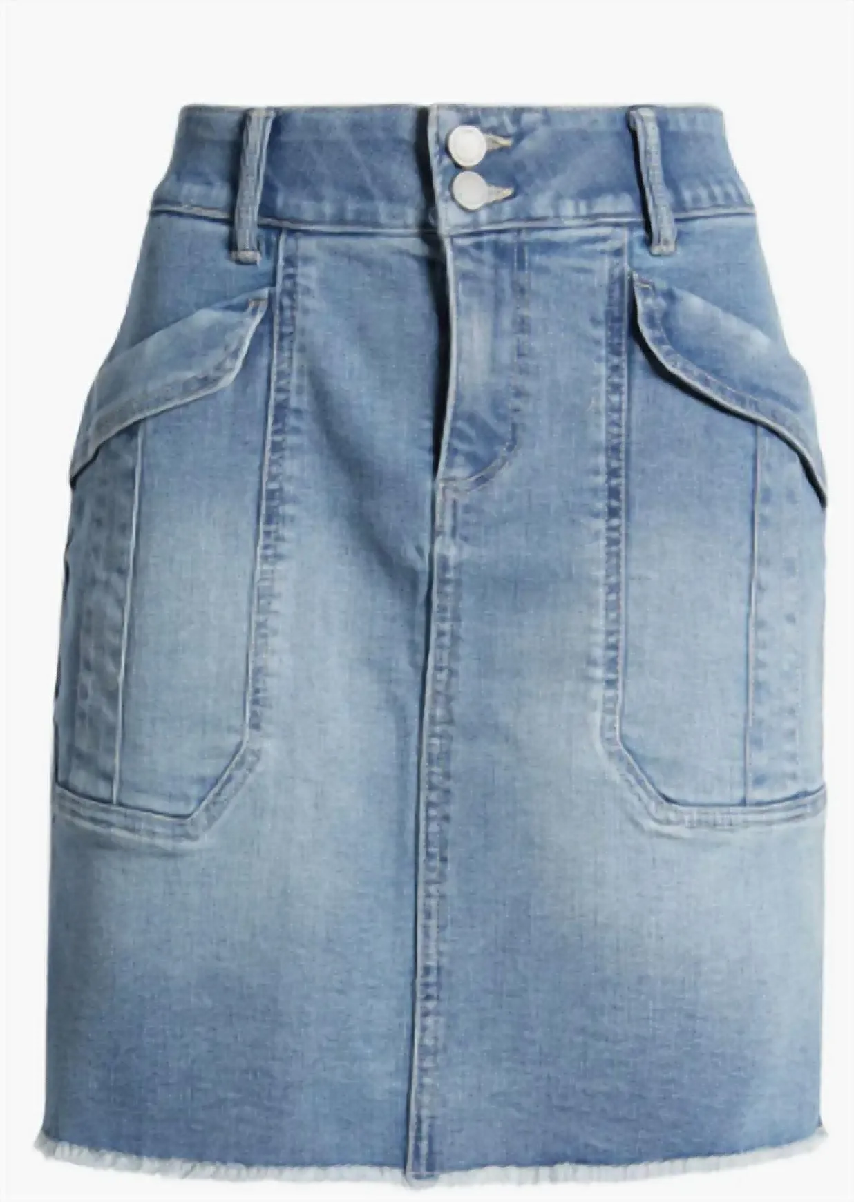 Fray Hem Denim Skirt In Blue